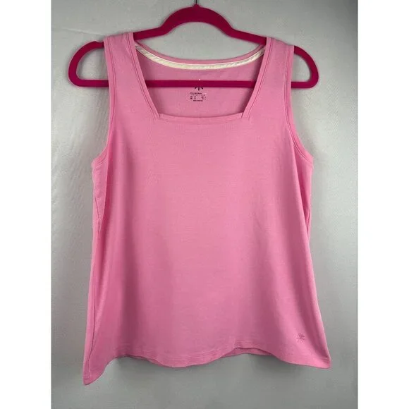 Isaac Mizrahi Live! Pink Sleeveless Tank Top Womens M Cotton Blend - Picture 2 of 6
